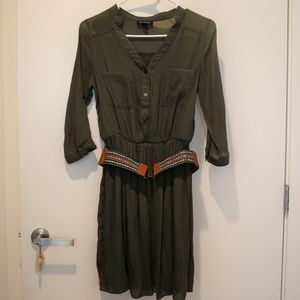 A.Byer Olive Green Shirt Dress